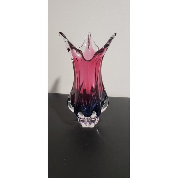 Josef Hospodka Chribska Czech Sommerso Art Glass Vase Murano Style MCM